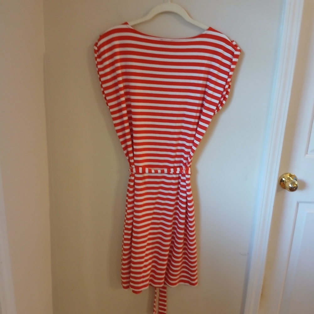 Talbots Women's Reddish Orange And White Striped … - image 4